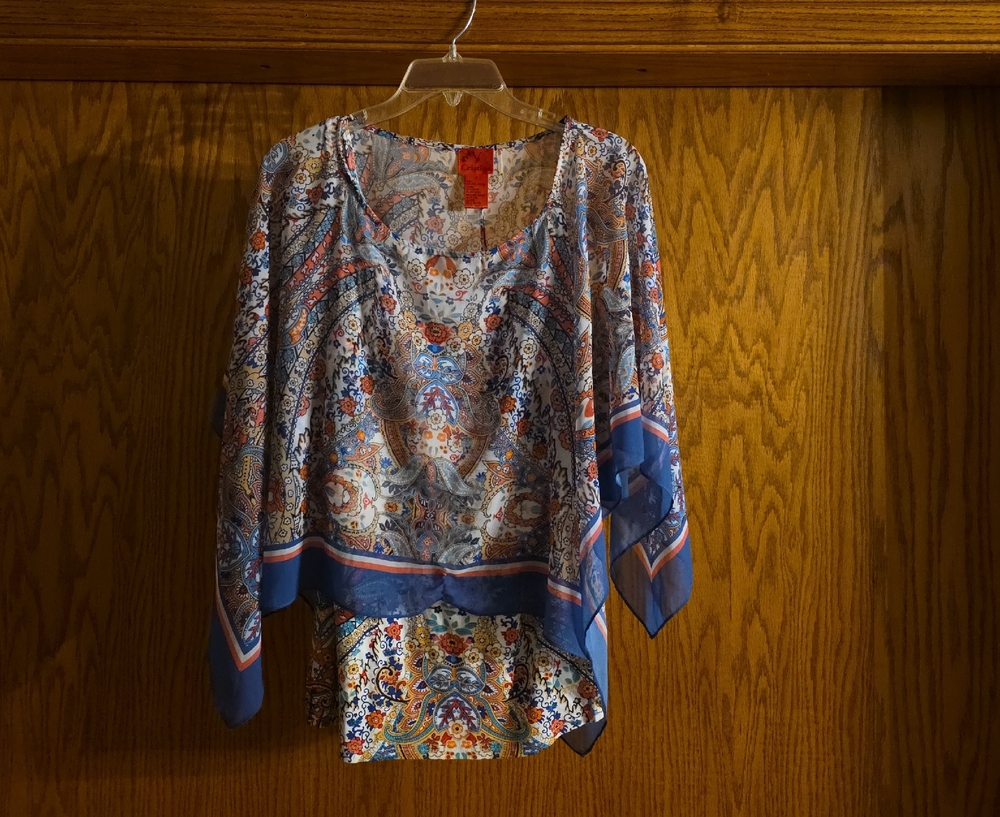 Christina Blue and Orange Paisley Blouse